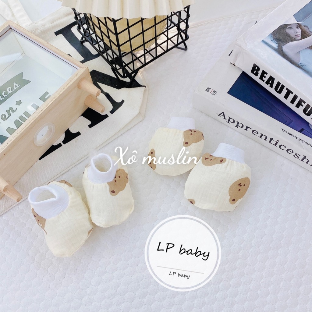 Sét bao tay bao chân MUSLIN MỀM MẠI cho bé BT4