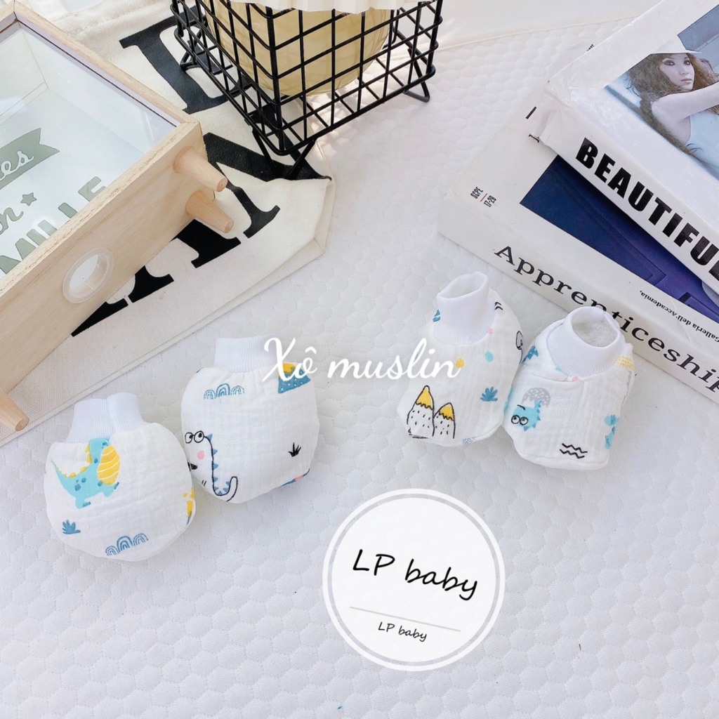 Sét bao tay bao chân MUSLIN MỀM MẠI cho bé BT4