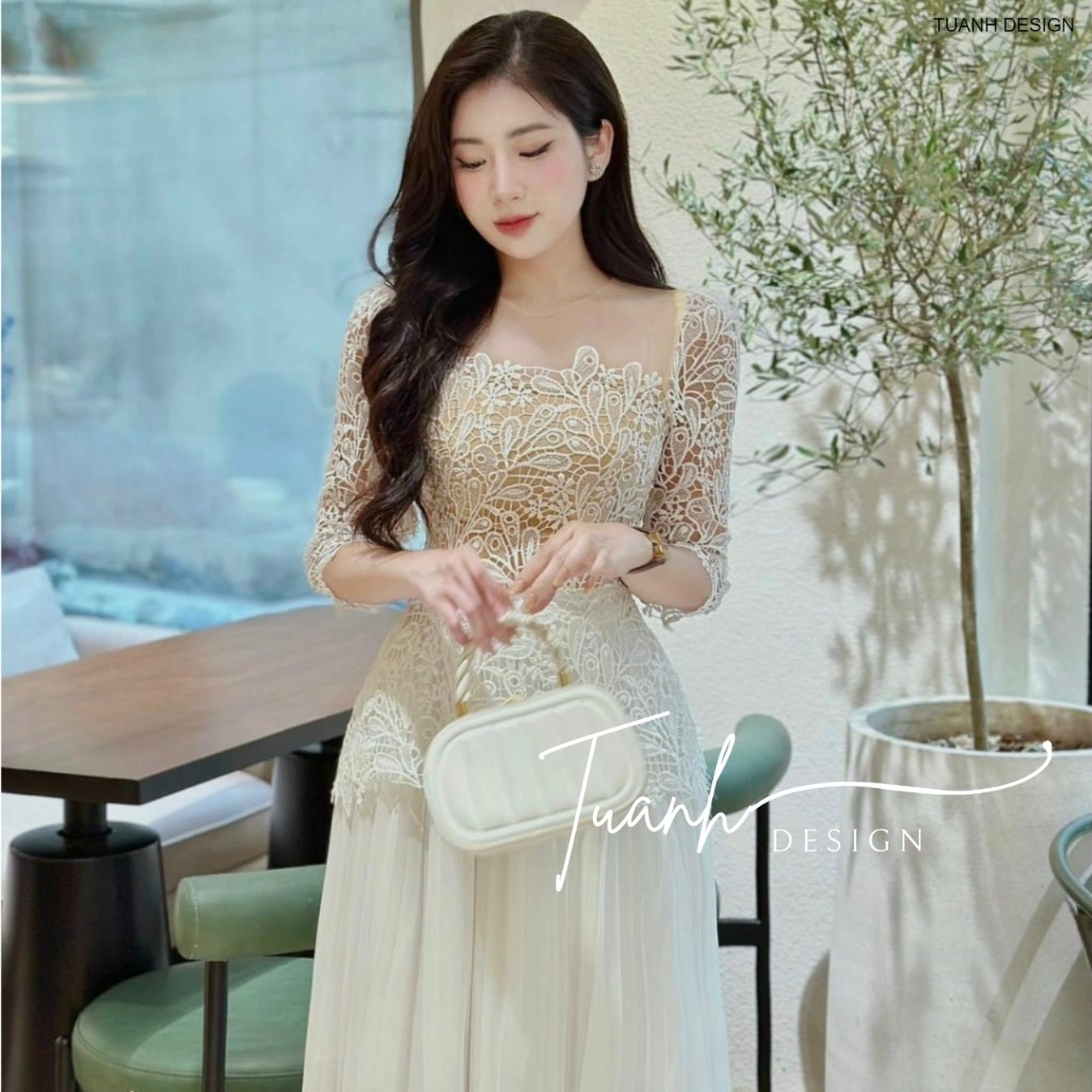 Váy hoa ren hoa 3D hàng thiết kế cao cấp