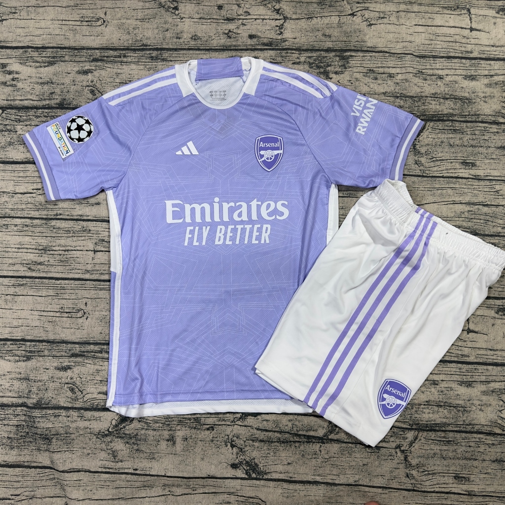 QUẦN ÁO BÓNG ĐÁ CLB ARSENAL-MẪU TÍM 2024-VẢI GAI THÁI CAO CẤP