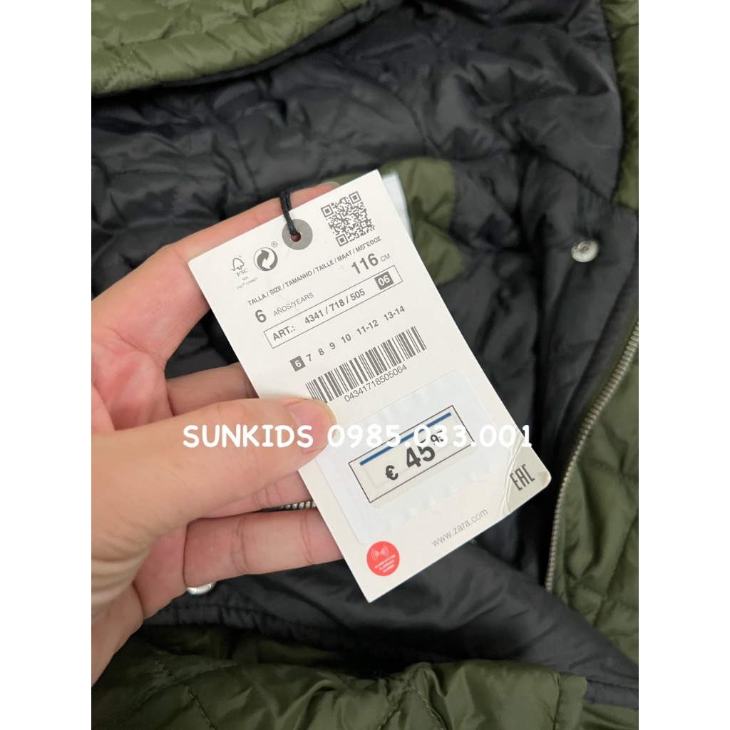 Áo khoác phao chần trám xanh rêu dáng dài