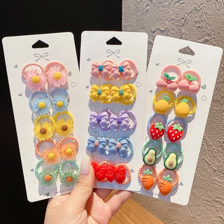 Set 10 Chun Buộc Tóc Gấu Thỏ Hoa Cho Bé