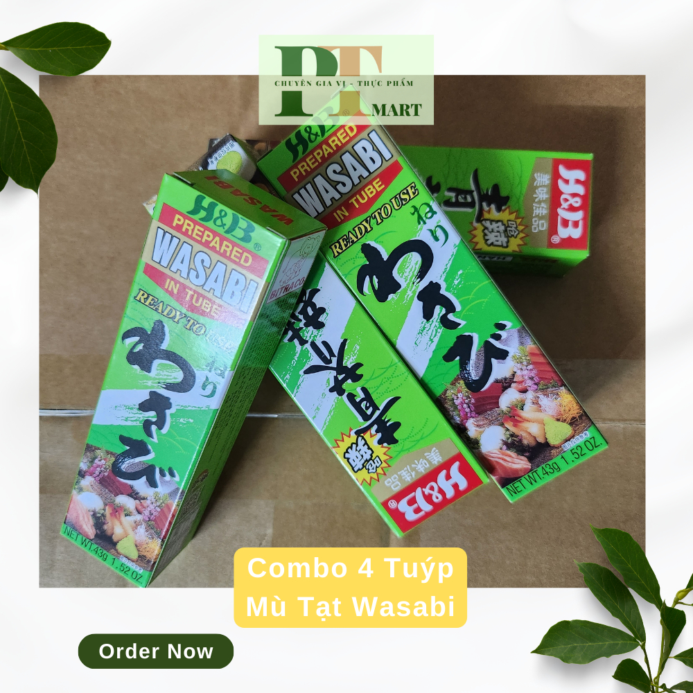 Combo 4 Tuýp Mù tạt xanh wasabi H&B 43g. Nước Chấm Hải Sản, món Nhật sushi, sashimi -->