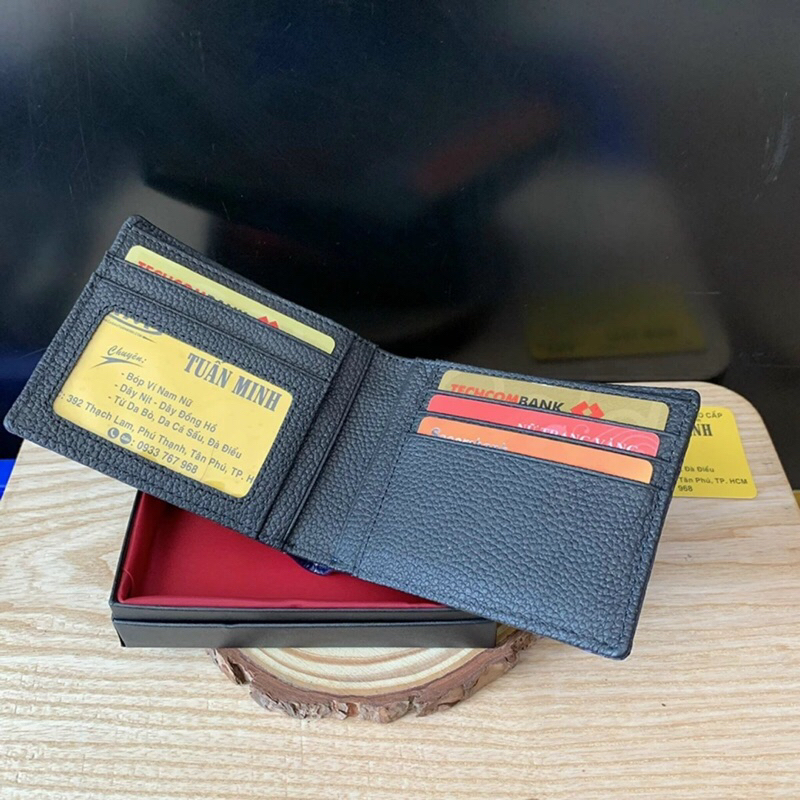 Bóp Ví Nam Da Cá Sấu Thật Màu Xanh Navy ST82 Phần Da Bụng Trơn Cá Sấu Cao Cấp Full Hộp Bảo Hành 5 năm