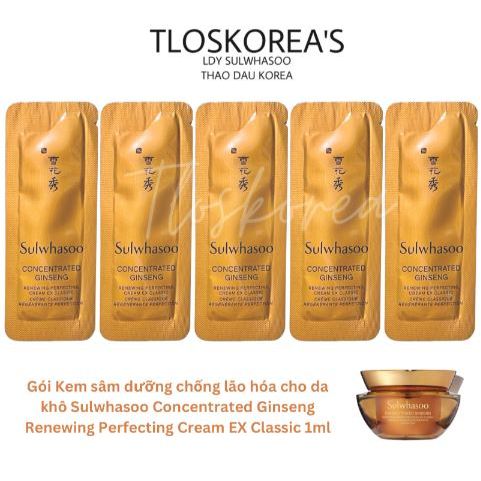 10 Gói Kem Dưỡng Tái Tạo Hoàn Hảo Dòng Mới Nhất Concentrated Ginseng Renewing Perfecting Cream Ex Classic 1ml