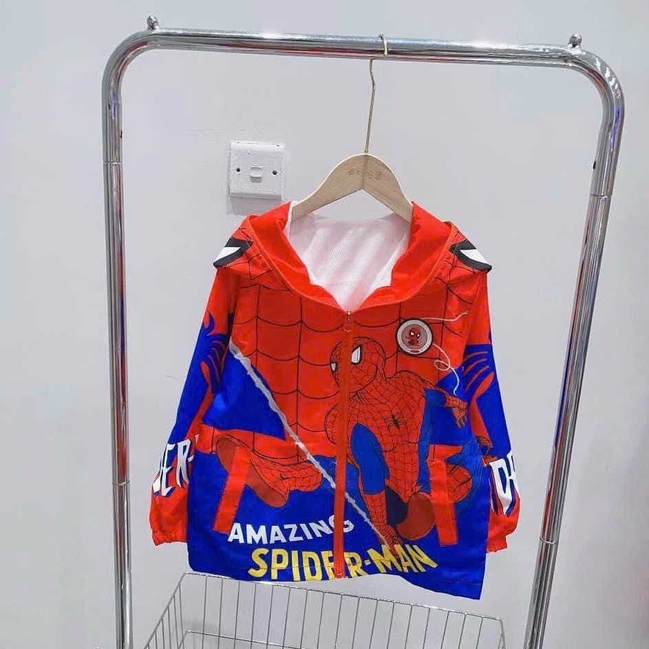 Áo khoác gió siêu nhân có đèn và mũ kín đầu có mắt kính hàng QC cho bé - A334