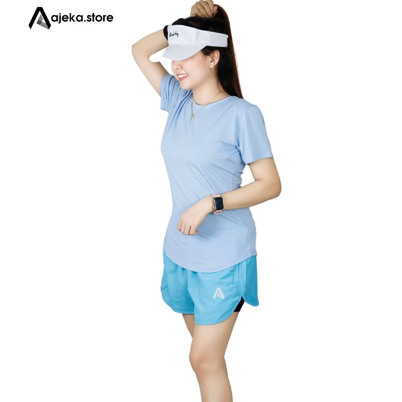 Áo thun thể thao nữ tập gym yoga A JeKa J07 vạt bầu phối lưới thoáng mát co giãn 4 chiều