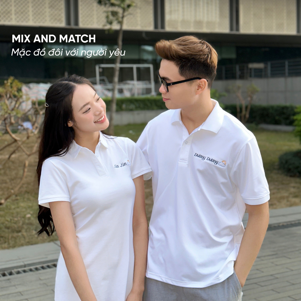 Áo Polo Đôi, Áo Polo Thêu Tên Theo Yêu Cầu LILA Có Set Hộp Thiệp Chỉn Chu Làm Quà Tặng Bạn Thân, Người Yêu