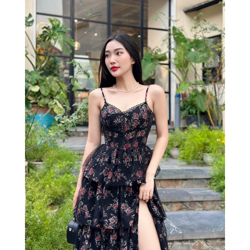 Đầm maxi 2 dây TRIPBLE T DRESS xẻ đùi có lót bra siêu xinh - Free size