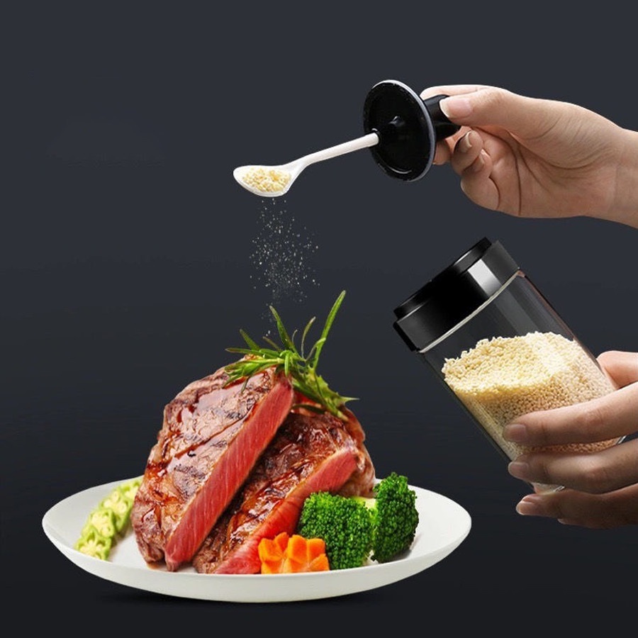 Hũ Đựng Gia Vị Thủy Tinh Kèm Thìa Thông Minh