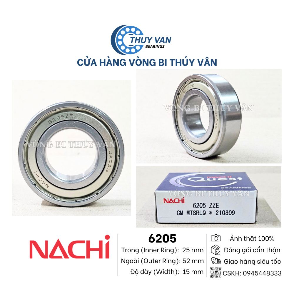 Vòng bi bạc đạn hạt tròn, cầu 6200 6201 6202 6203 6204 6205 6206 6207 6208 6209 hãng NACHI Nhật