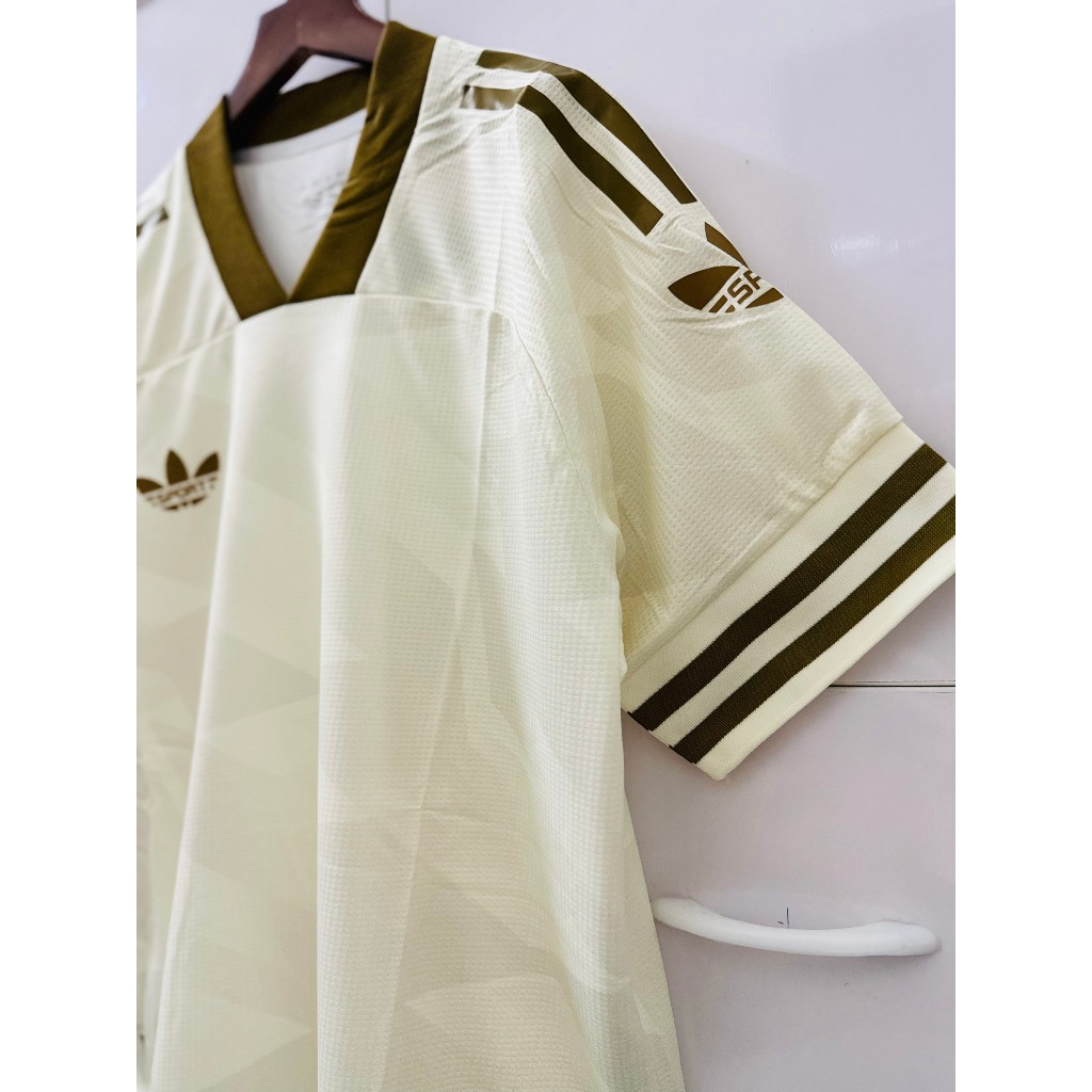 Set bộ quần thể thao nam nữ vải gai thái ba lá áo vàng kem quần vàng đồng có túi 2023