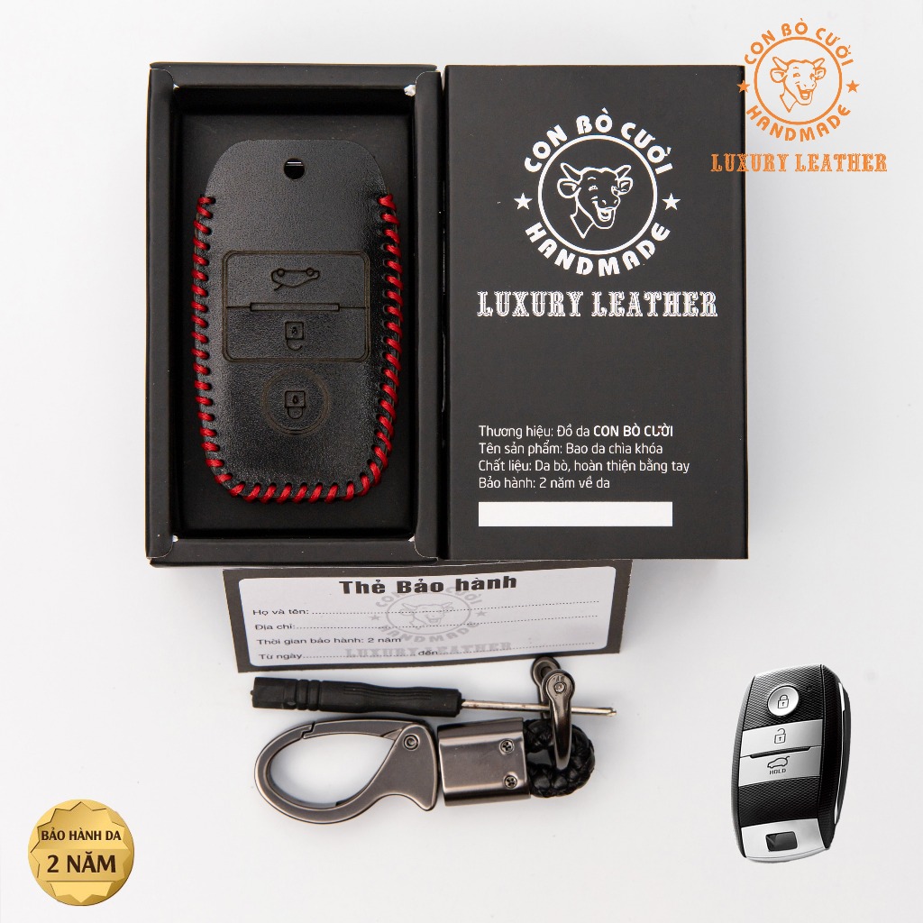 Bao Da Chìa Khóa ÔTô KIA Cerato, K3 13-18,Sorento, Rio, Rondo khoá thông minh 3 nút Da Thật 100% Bảo Hành 2 Năm,