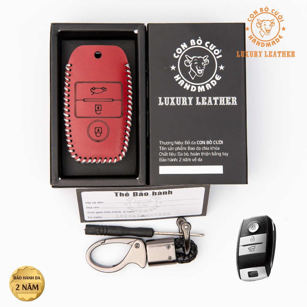 Bao Da Chìa Khóa ÔTô KIA Cerato, K3 13-18,Sorento, Rio, Rondo khoá thông minh 3 nút Da Thật 100% Bảo Hành 2 Năm,