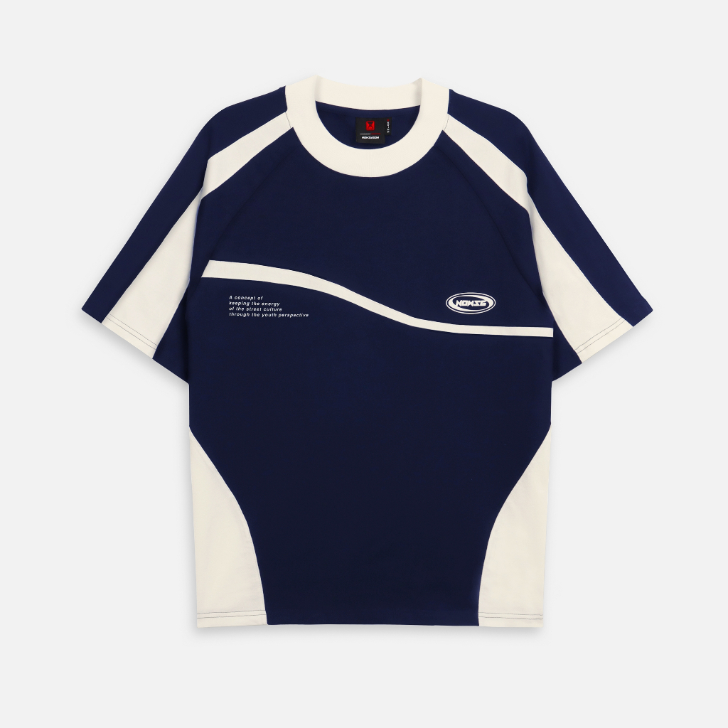 Áo thun NEEDS OF WISDOM Mixed Boxy Raglan Tee - Navy/Cream - Local Brand Chính Hãng