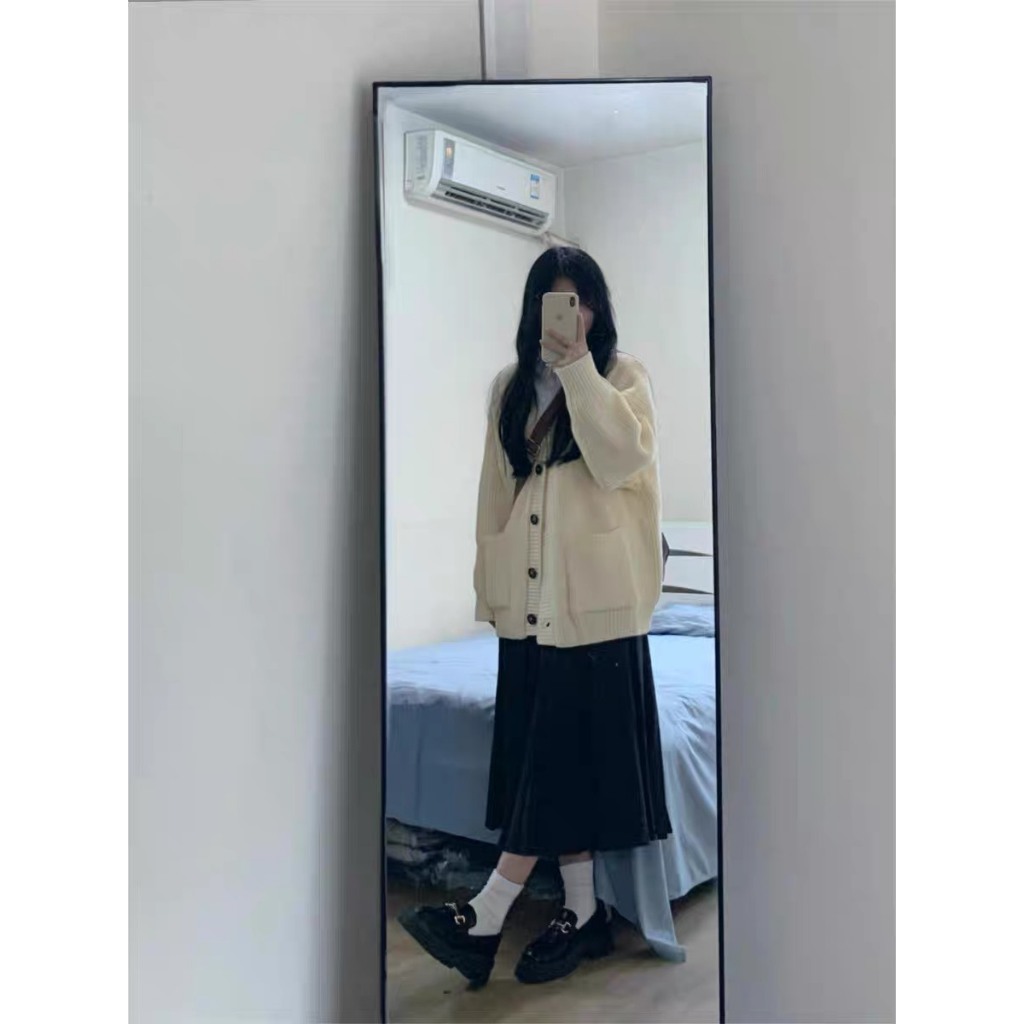 MS1255 Áo khoác cardigan len nữ tone xám 2 túi nữ sinh Hàn Quốc