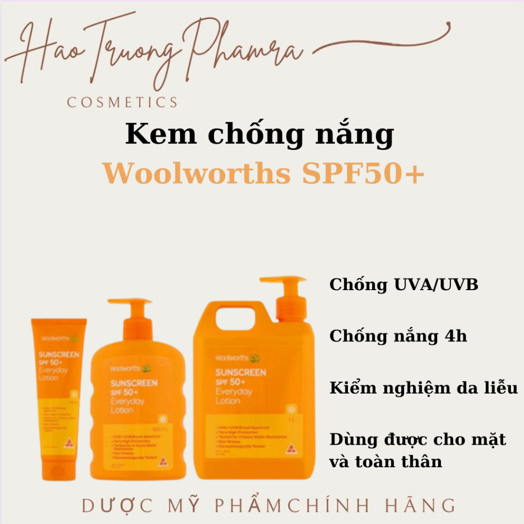 Kem chống nắng toàn thân Woolworths everyday sunscreen spf 50+