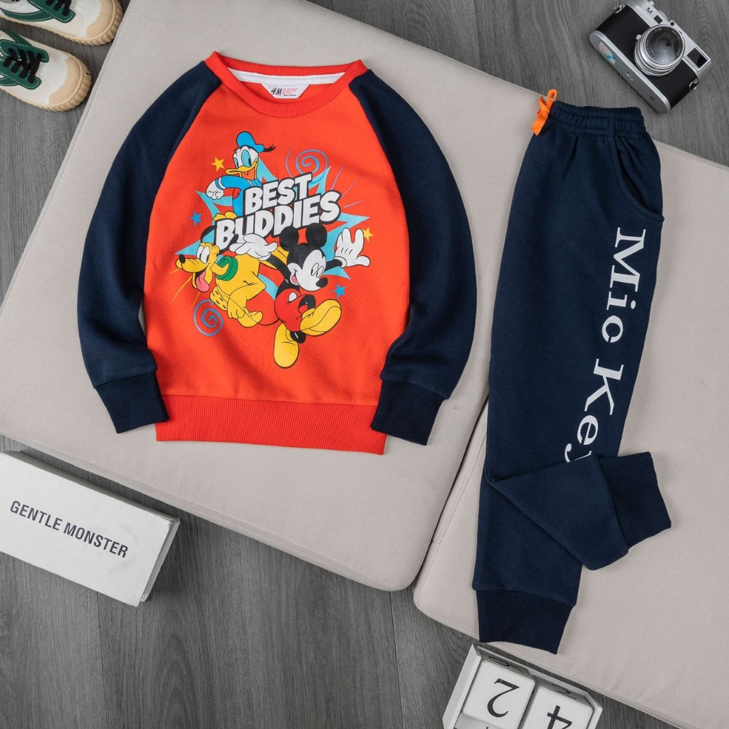 {HÀNG HOT} Bộ nỉ da cá HM dư Cam mickey size 2-7y