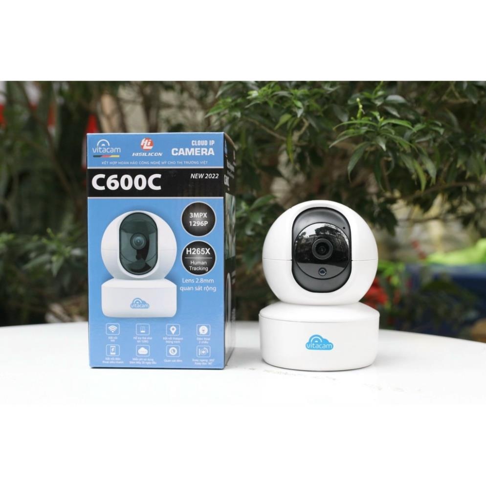 Camera Wifi Trong Nhà VITACAM C600C Full HD 1296P Chuẩn H265 Siêu Nét Giám Sát An Ninh - Hàng Chính Hãng