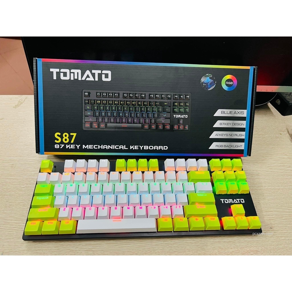 Bàn phím cơ Tomato S87 Blue/Red/Brown tặng 102 keycap  - TTG Shop