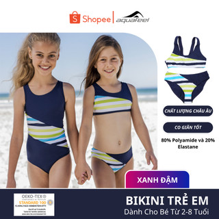Bikini bé gái Fashy Germany màu xanh đậm sọc chéo