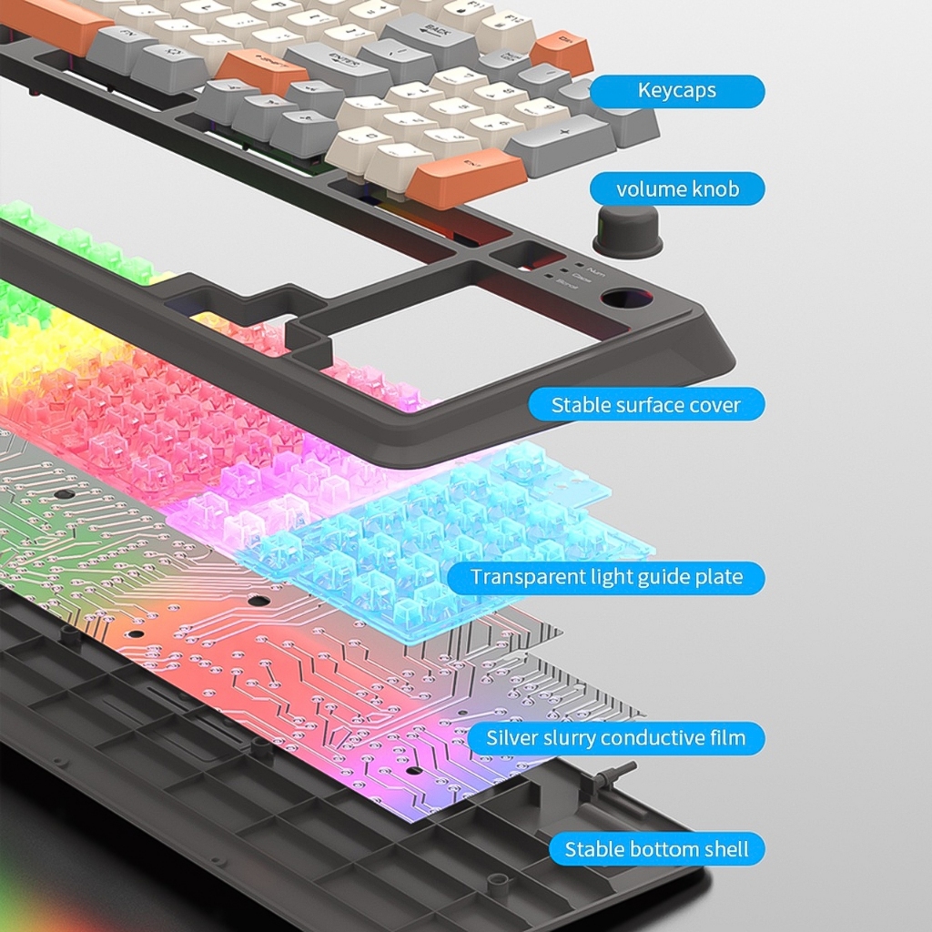 Bàn phím máy tính giả cơ gaming K82 LED 7 màu cực đẹp tích hợp núm chỉnh âm gõ cực đã dùng chơi game, văn phòng - dc5126