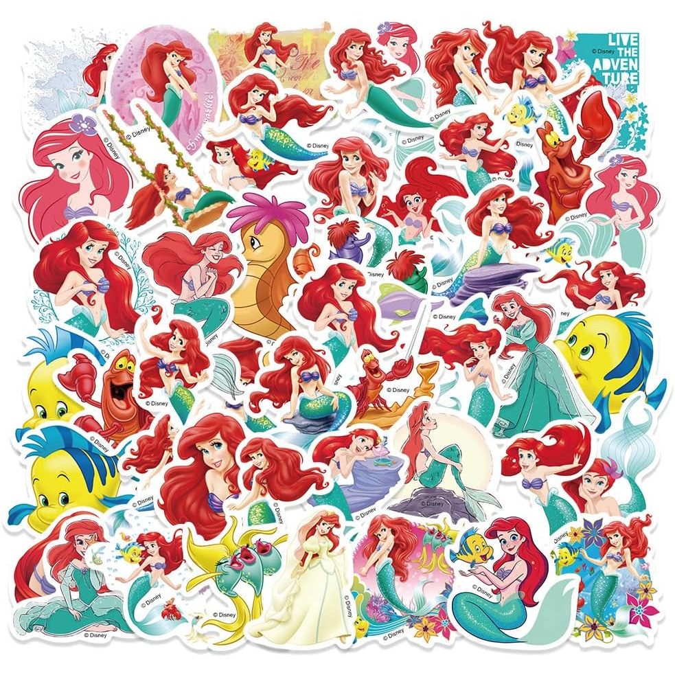 Bộ 102 Nhãn Dán Nàng Tiên Cá Ariel Disney Sticker Chống Thấm Nước Trang Trí
