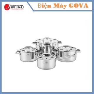 Bộ Nồi Inox 304 ELMICH Liền Khối Elmich Trimax ECO EL-8005 size 18, 20, 26, quánh 16cm, EL-8006 size 16, 20cm