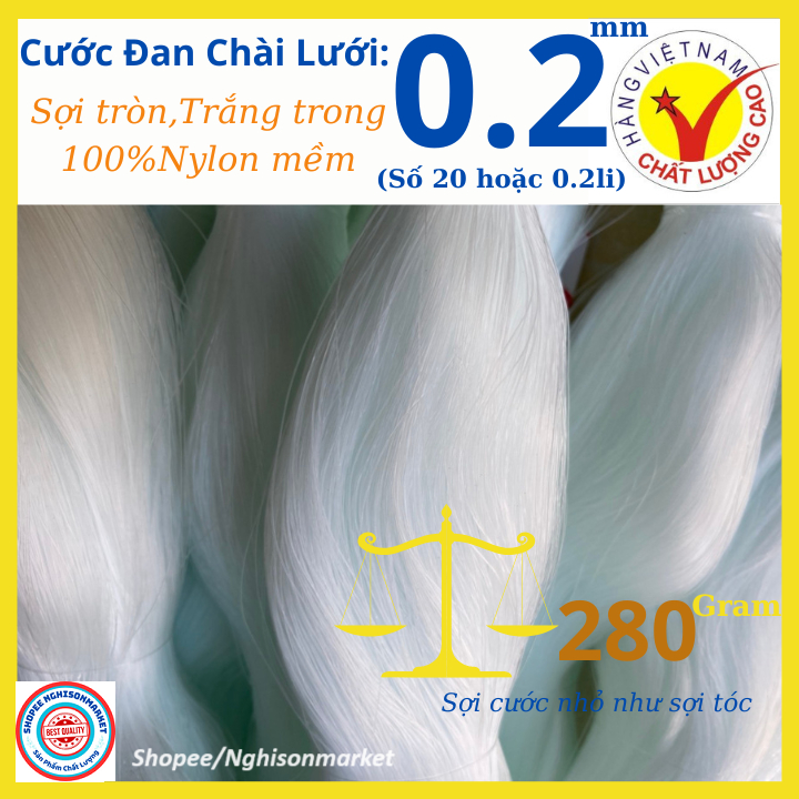 Cước đúc đan lưới chài số 20 (0.2mm hoặc 0.2li) câu cá làm chỉ may