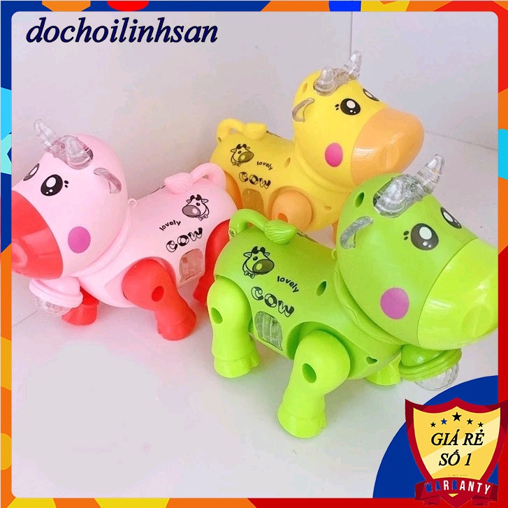 Đồ Chơi Bò Pin Di Chuyển Phát Nhạc Ánh Sáng Vui Nhộn Cho Bé