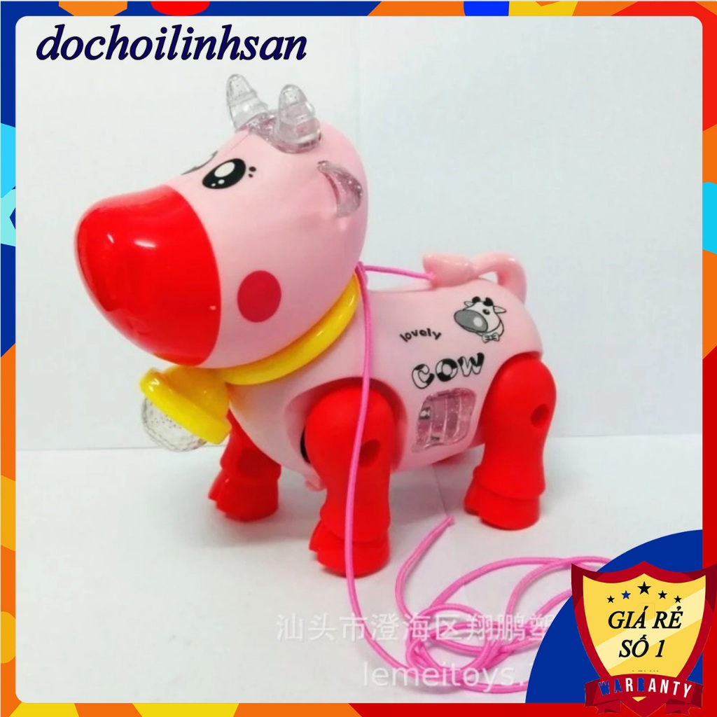 Đồ Chơi Bò Pin Di Chuyển Phát Nhạc Ánh Sáng Vui Nhộn Cho Bé