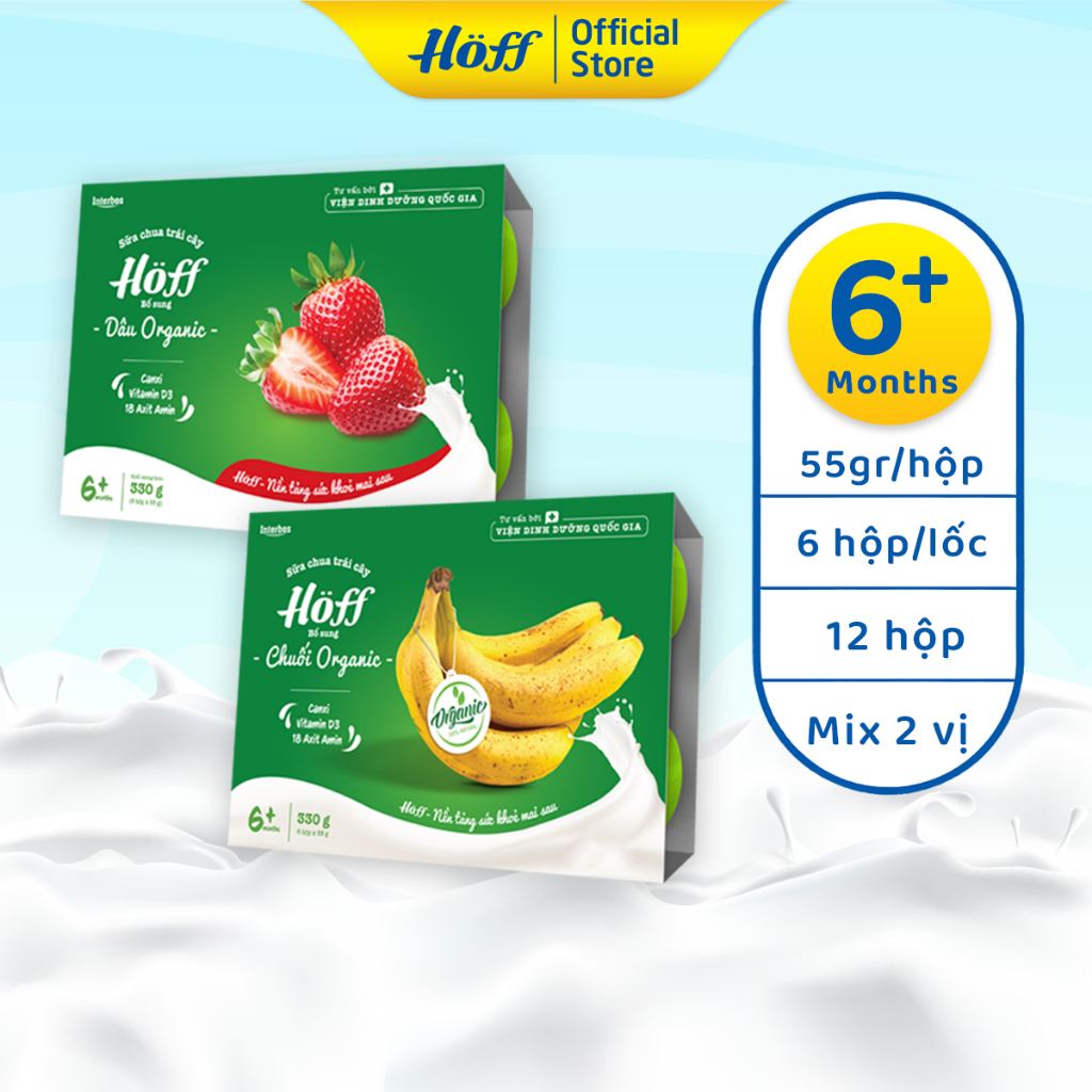 Bộ Đôi Sữa Chua Organic Hoff (2 lốc - 12 hộp)