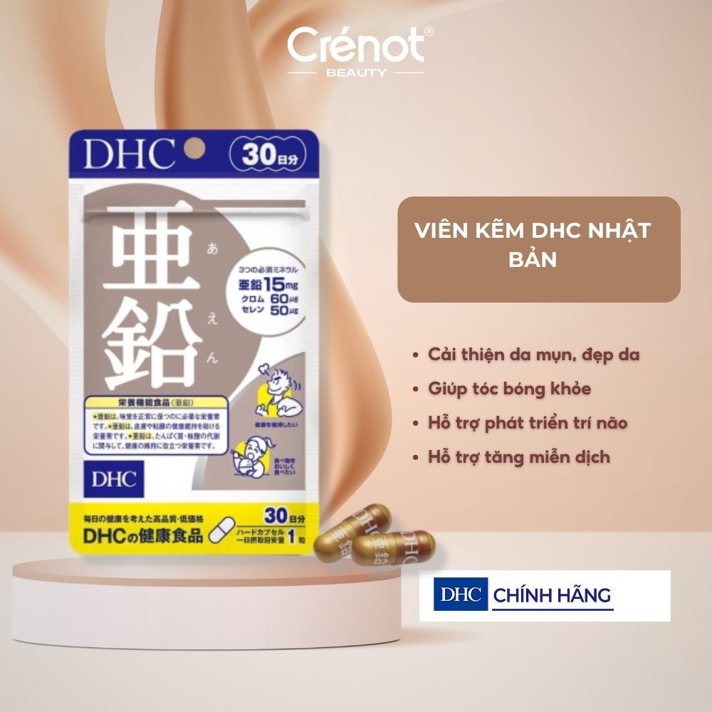 Viên kẽm DHC Nhật Bản giảm tóc gãy rụng thúc đẩy sản sinh collagen chống lão hóa làm đẹp da giảm dầu mụn