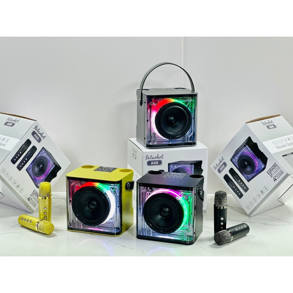 Loa Karaoke Bluetooth Peterhot A99 Âm Thanh Siêu Đỉnh. Thiết Kế Cực Đẹp, Kèm 2 Micro, Đèn LED Nháy Theo Nhạc TECHMALL | BigBuy360 - bigbuy360.vn