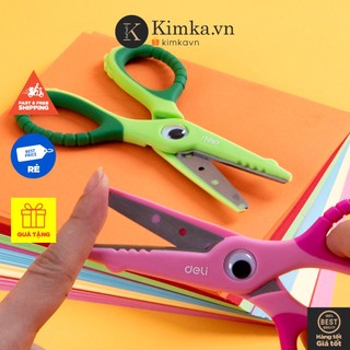 Kéo cắt giấy học sinh tặng kèm giấy và hồ nước deli