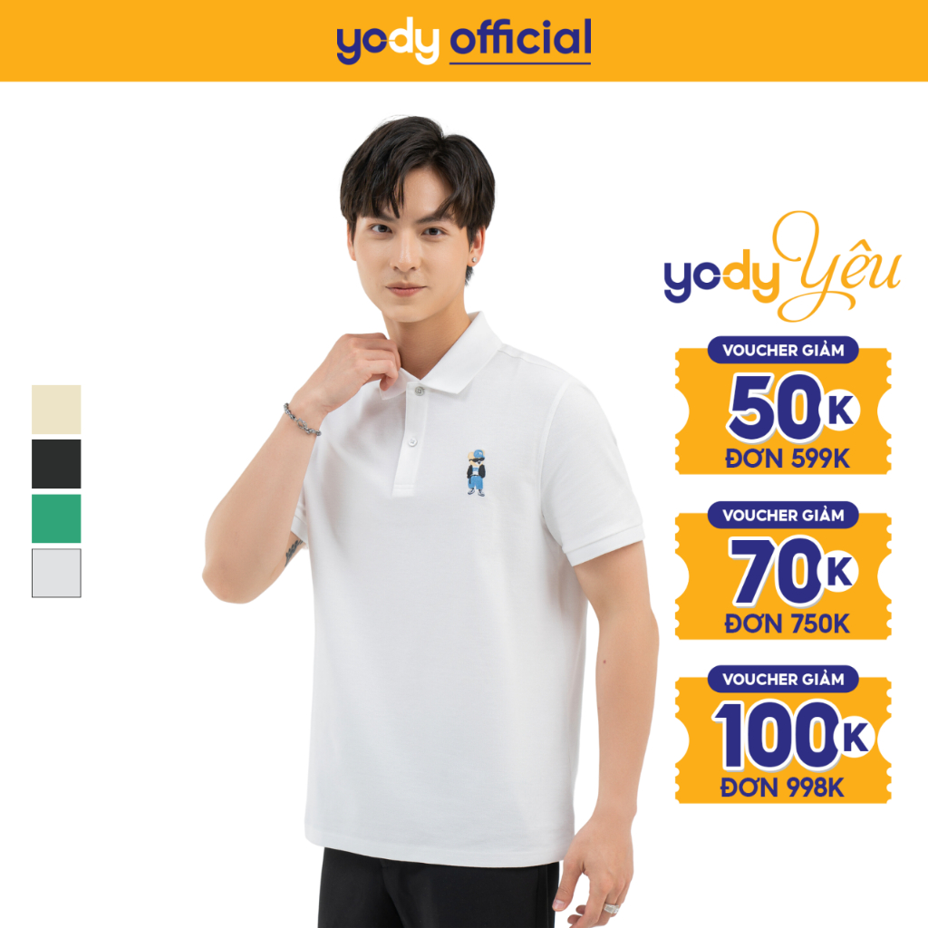 Áo polo nam Yody sorona oversize thêu gấu mềm mại thoáng mát APM6297