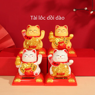  Mèo thần tài mini vẫy tay tự động dùng năng lượng mặt trời 