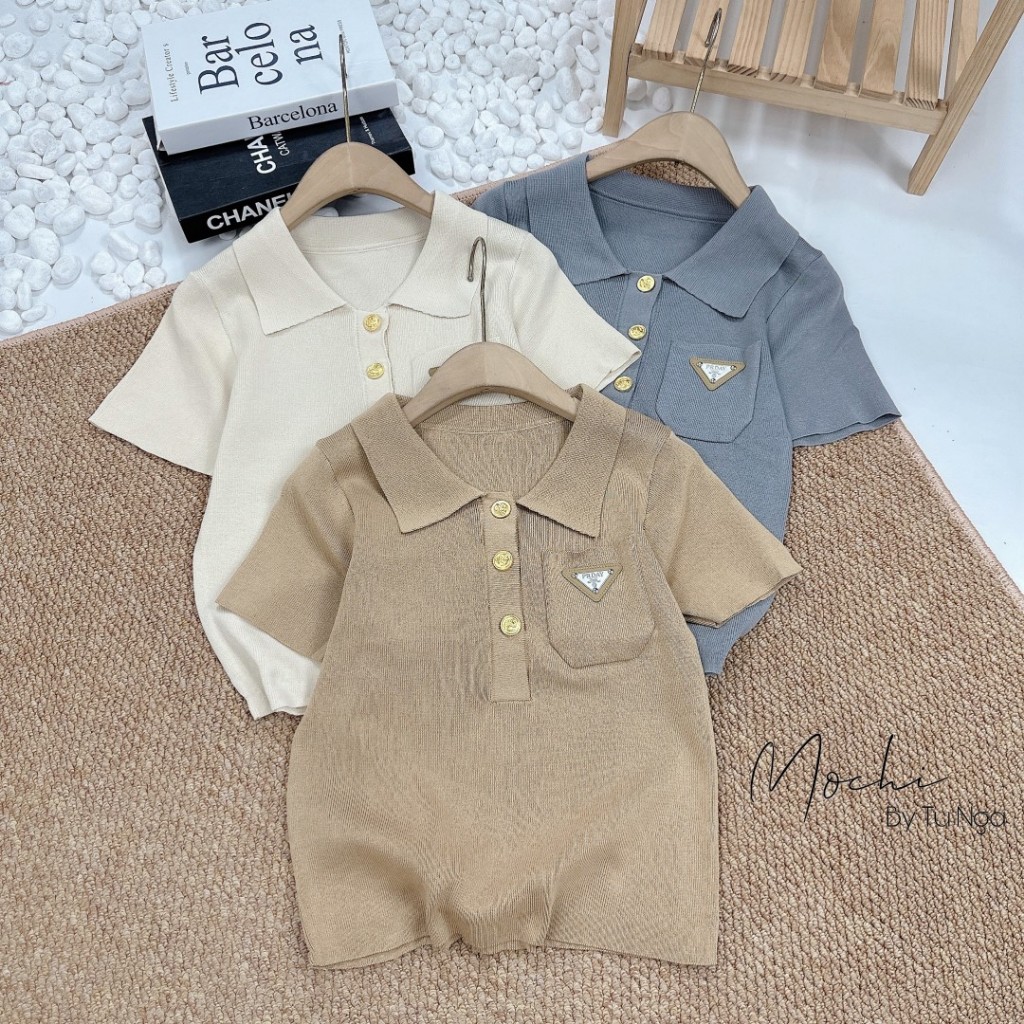 Áo len mtg Polo túi tag Pra.daa hàng QC