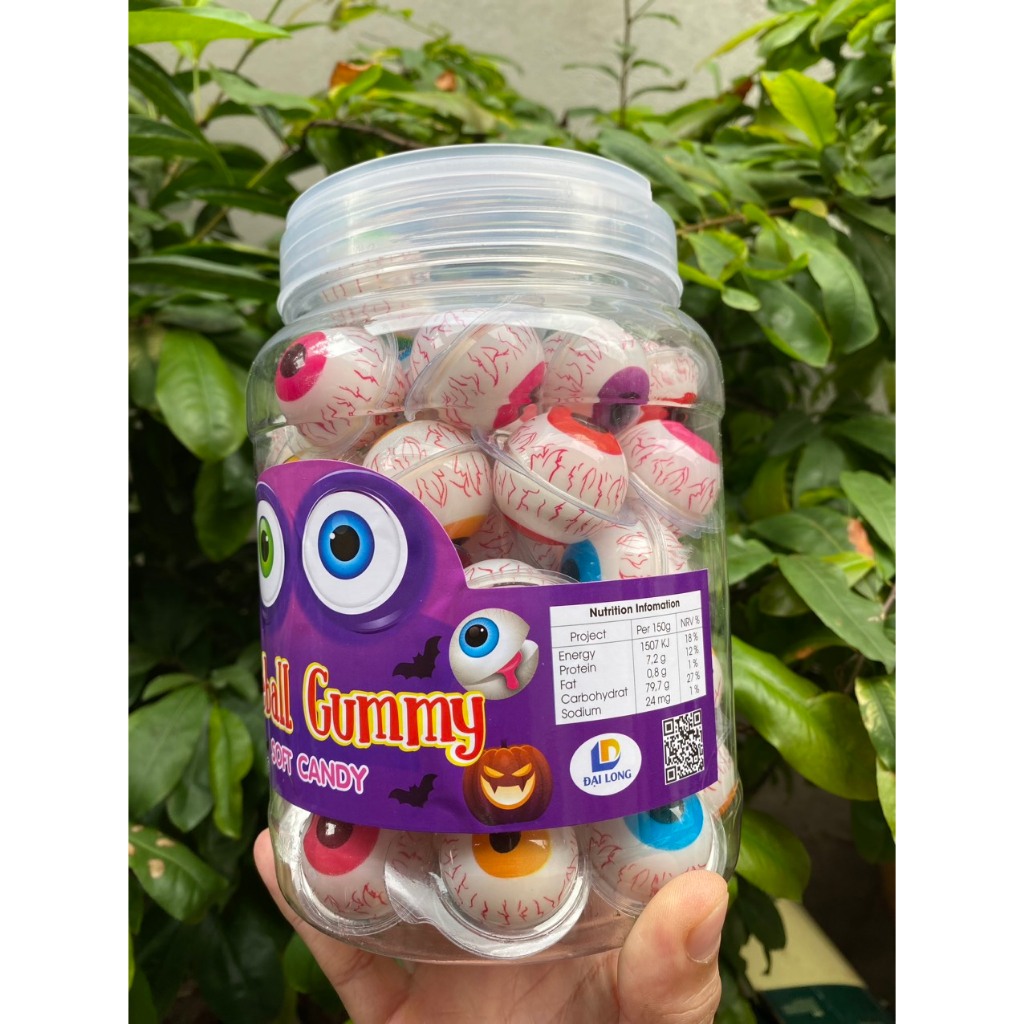 Hộp 60 viên kẹo mắt, dưa hấu,dâu tây