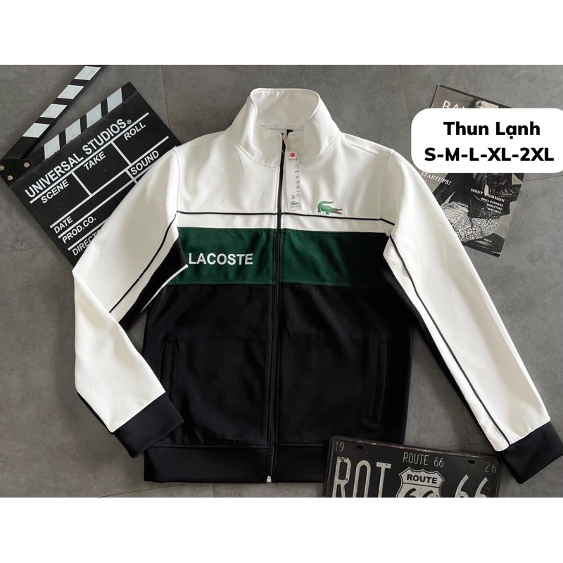 Áo Khoác Thun Poly 2 Da Cao Cấp Thể Thao Nam Nữ Màu Đen - Xanh trắng Lacotee  - Áo Khoác Thu Đông Form Xuông, Có Dây Rút