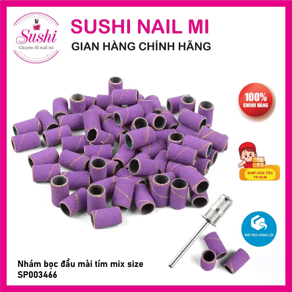 Giấy nhám bọc đầu mài tím mix size  chuyên dụng cho mài móng nail - Sushi nail mi