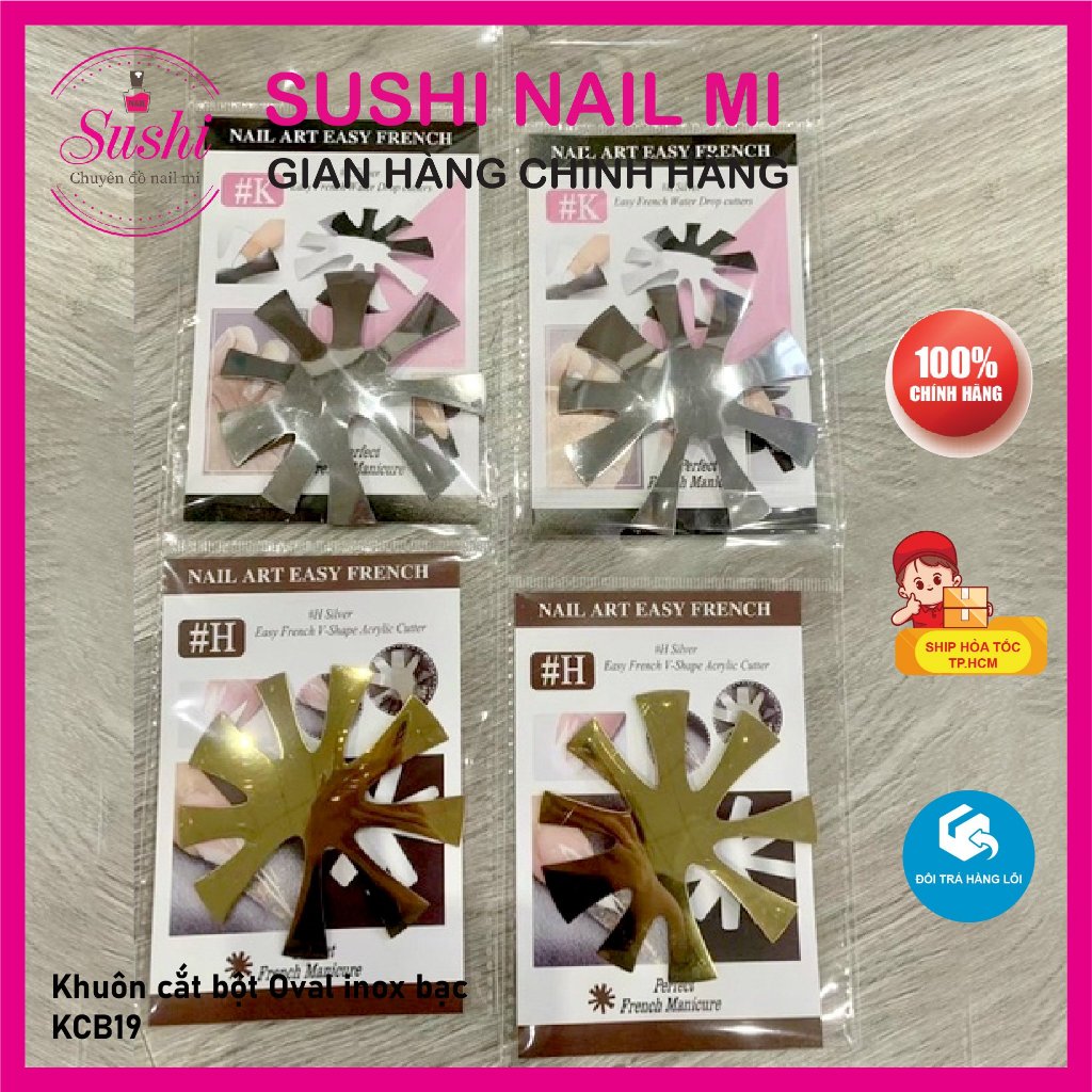 Khuôn inox cắt bột oval, tạo french đầu móng nhanh, đẹp  - Sushi nail mi