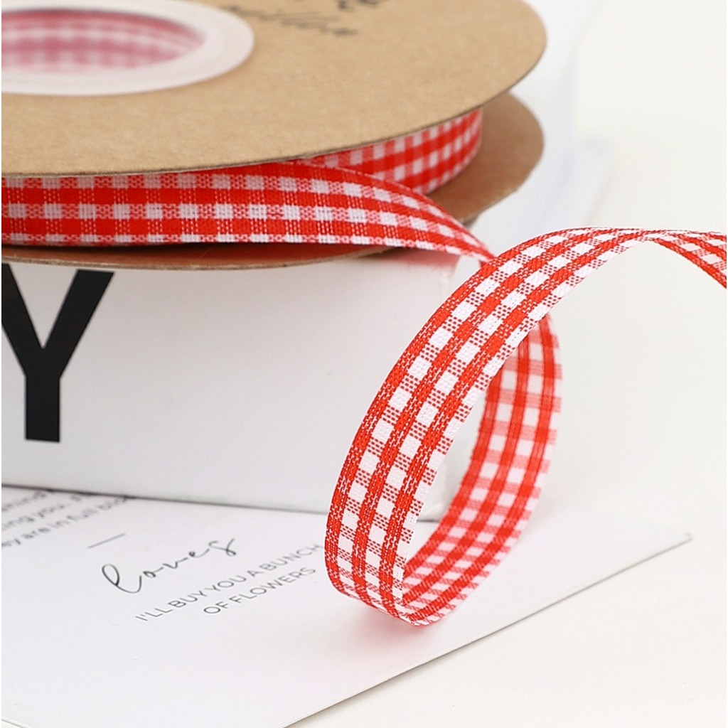 Ruy băng caro 1cm dùng lam nơ, gói quà, bó hoa