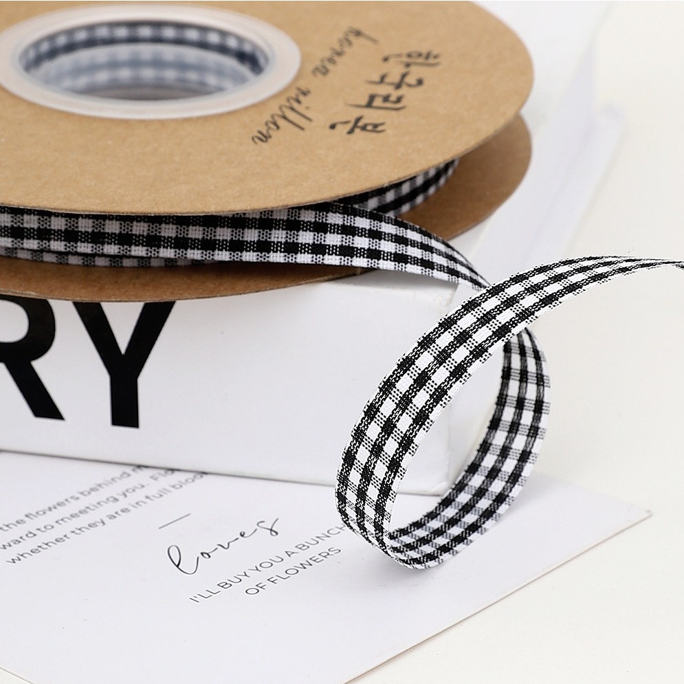 Ruy băng caro 1cm dùng lam nơ, gói quà, bó hoa