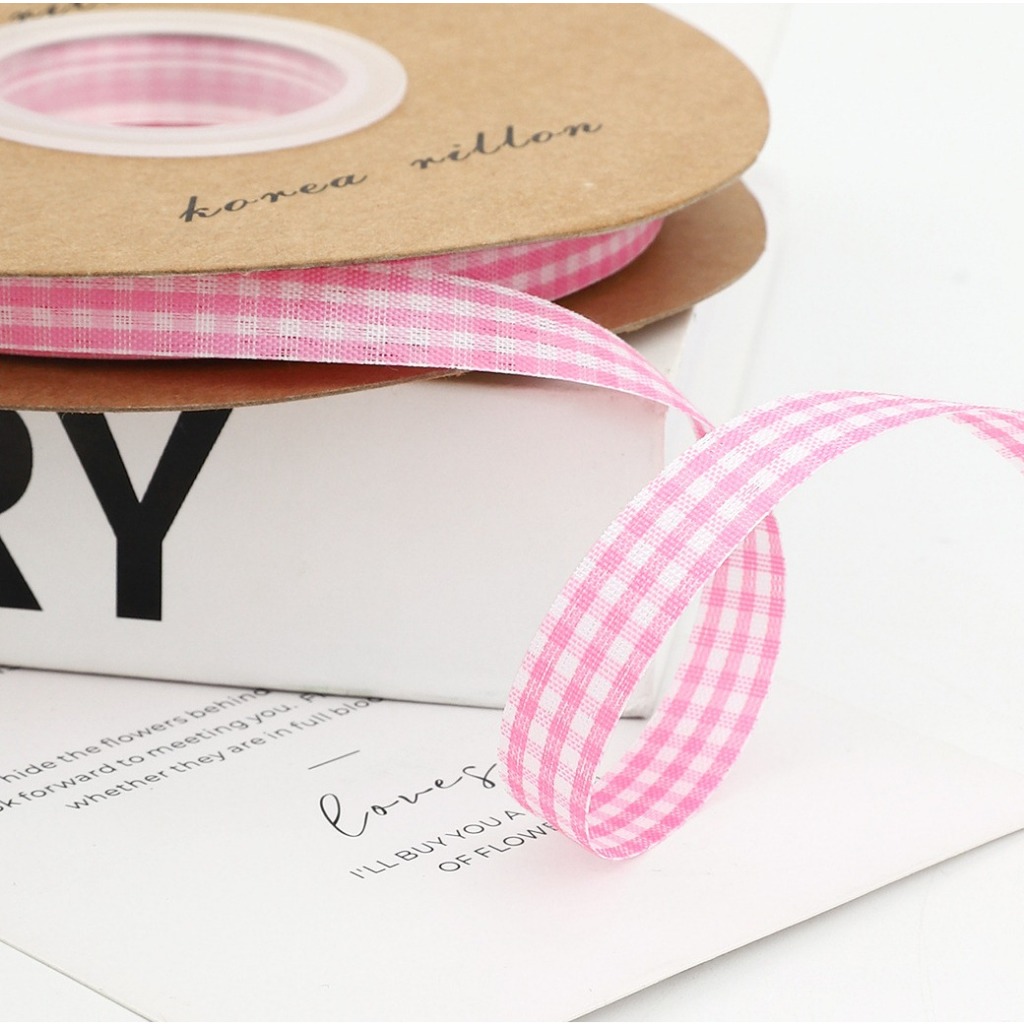 Ruy băng caro 1cm dùng lam nơ, gói quà, bó hoa