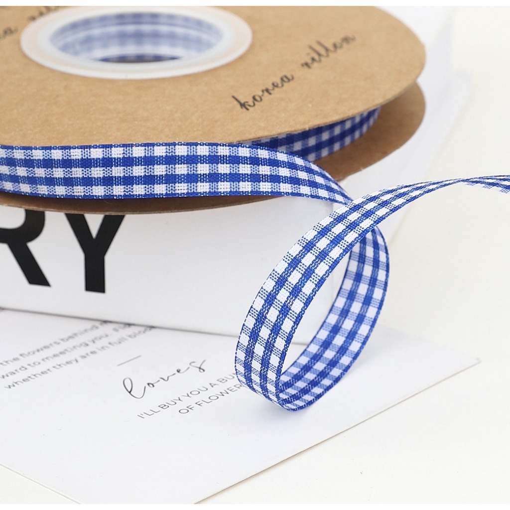 Ruy băng caro 1cm dùng lam nơ, gói quà, bó hoa