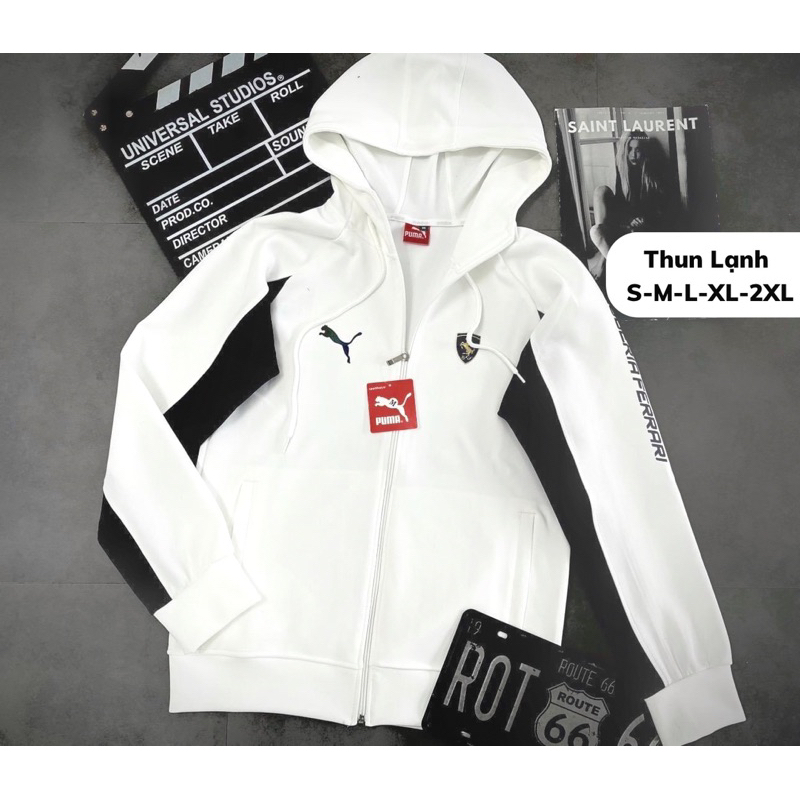 Áo Khoác Thun Poly 2 Da Cao Cấp Thể Thao Nam Nữ Màu Đen - Xanh trắng Lacotee  - Áo Khoác Thu Đông Form Xuông, Có Dây Rút