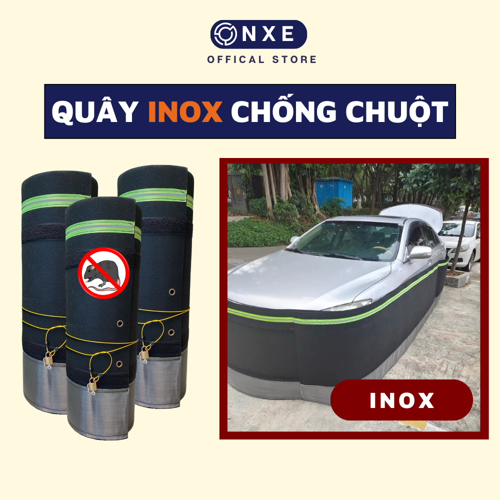 Quây chống chuột ô tô chân inox 304 onxe vải bò đứng form gấp gọn chống chuột vào trong xe tặng sáp và keo dính chuột