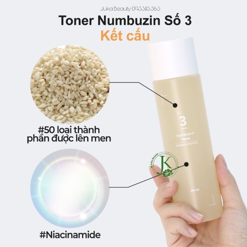 Nước hoa hồng căng bóng da Numbuzin No.3 Super Glowing Essence Toner 200ml