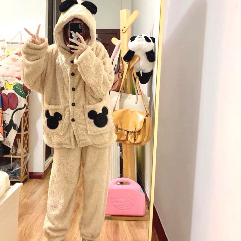 Bộ đồ ngủ lông túi mickey dễ thương siêu kute, Bộ lông mềm mượt dày dặn siêu ấm áp thời trang hàn quốc - WIN